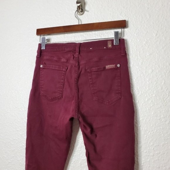 7 For All Mankind The Ankle Skinny in Burgundy - Picture 7 of 9